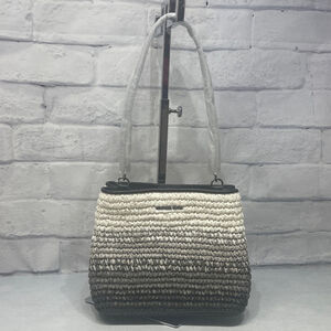 Michael Kors Pratt Medium Bucket Shoulder Bag Black/Gray/White Ombré